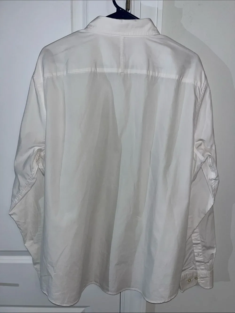 White Banana Republic Luxe Poplin Organic Cotton pocket Shirt Untucked Slim Fit